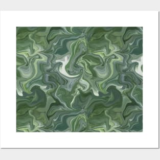 Emerald Green Silk Marble - Digital Liquid Paint Posters and Art